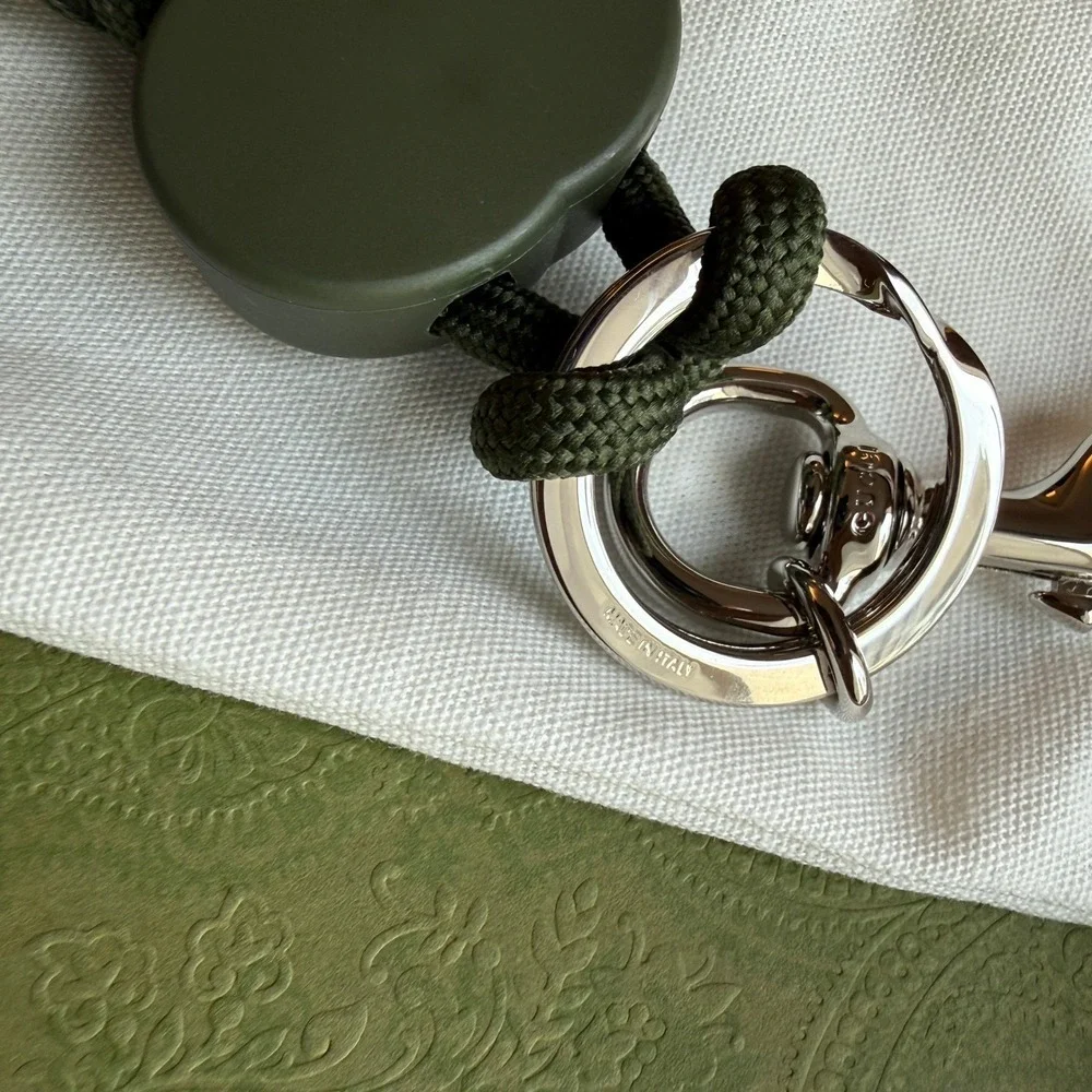 Gucci Dark Green Interlocking G Knotted‎ Cord Keychain Swivel Hook 834480